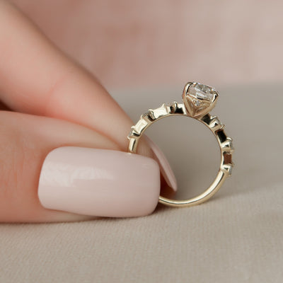 1.50CT Oval Cut Petite Pave Moissanite Engagement Ring