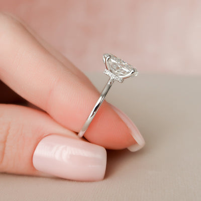 3.0CT Oval Cut Hidden Halo Moissanite Engagement Ring