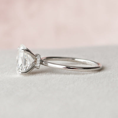 3.0CT Oval Cut Hidden Halo Moissanite Engagement Ring