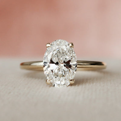 1.50CT Oval Cut Four Prong Moissanite Halo Engagement Ring