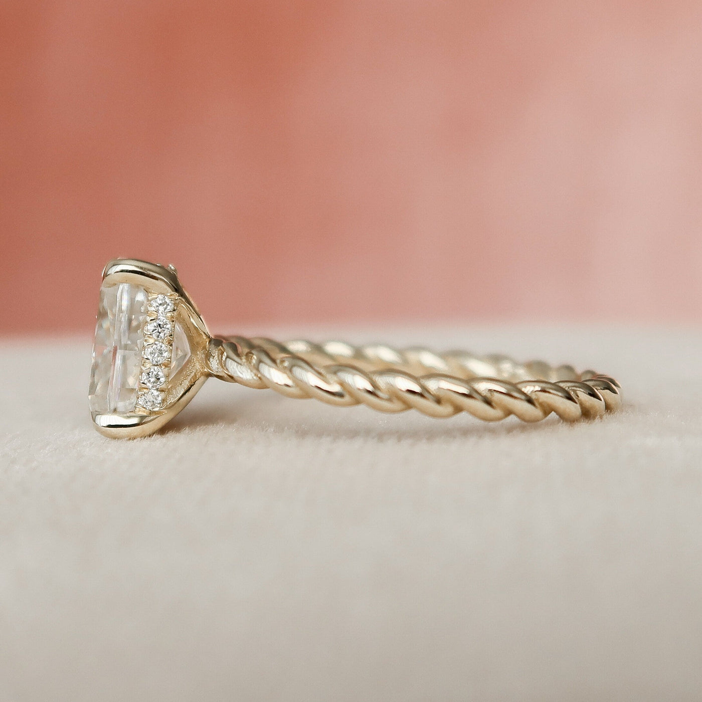 2.0CT Elongated Cushion Cut Moissanite Engagement Ring