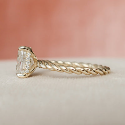 2.0CT Elongated Cushion Cut Moissanite Engagement Ring