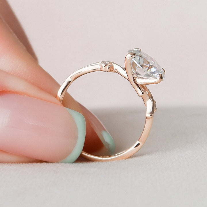 2.5 CT Twig Round Moissanite Nature Inspired Branch Engagement Ring