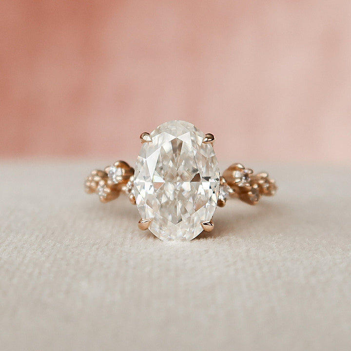 3.0CT Oval Cut Cluster Moissanite Diamond Engagement Ring