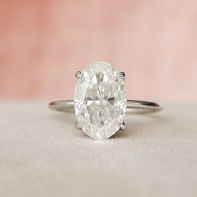 3.5 CT Oval Cut Moissanite Hidden Halo Engagement Ring