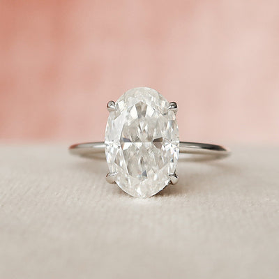 3.50CT Oval Cut Solitaire Moissanite Hidden Halo Engagement Ring