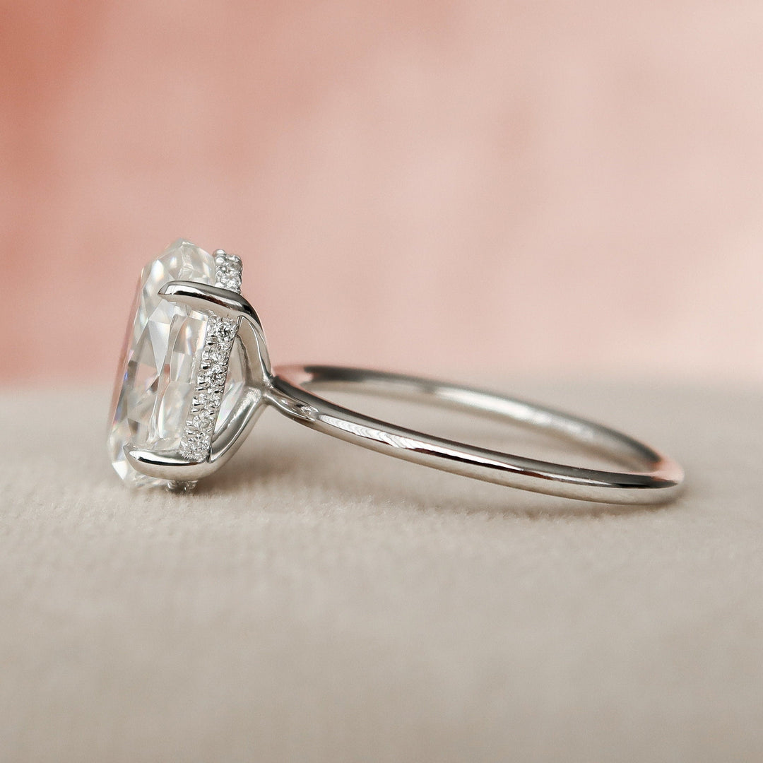 3.5 CT Oval Cut Moissanite Hidden Halo Engagement Ring