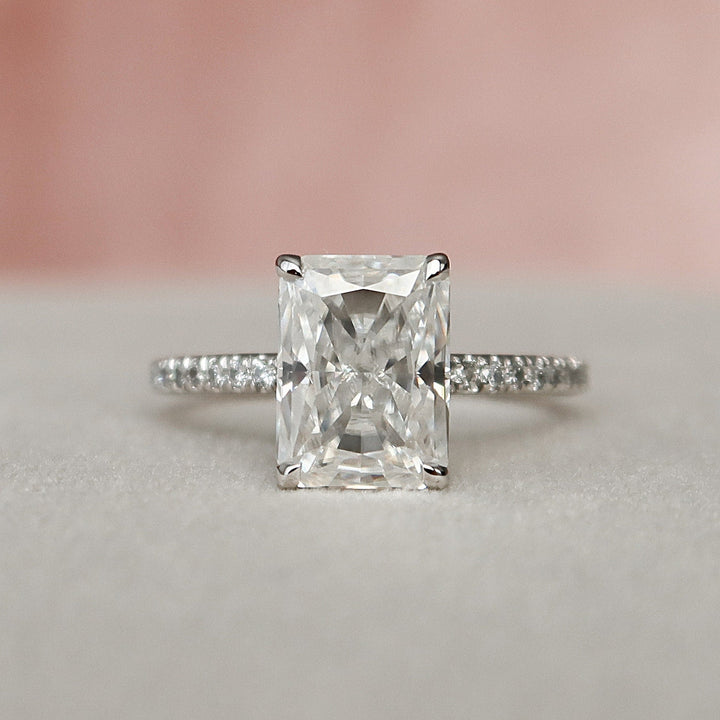 3 CT Radiant Cut Hidden Halo Moissanite Engagement Ring