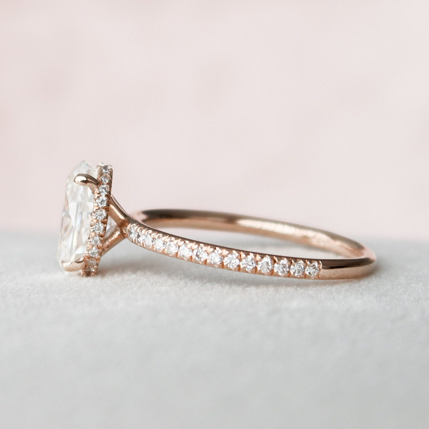 2.50CT Oval Cut Four Prong Hidden Halo Moissanite Engagement Ring