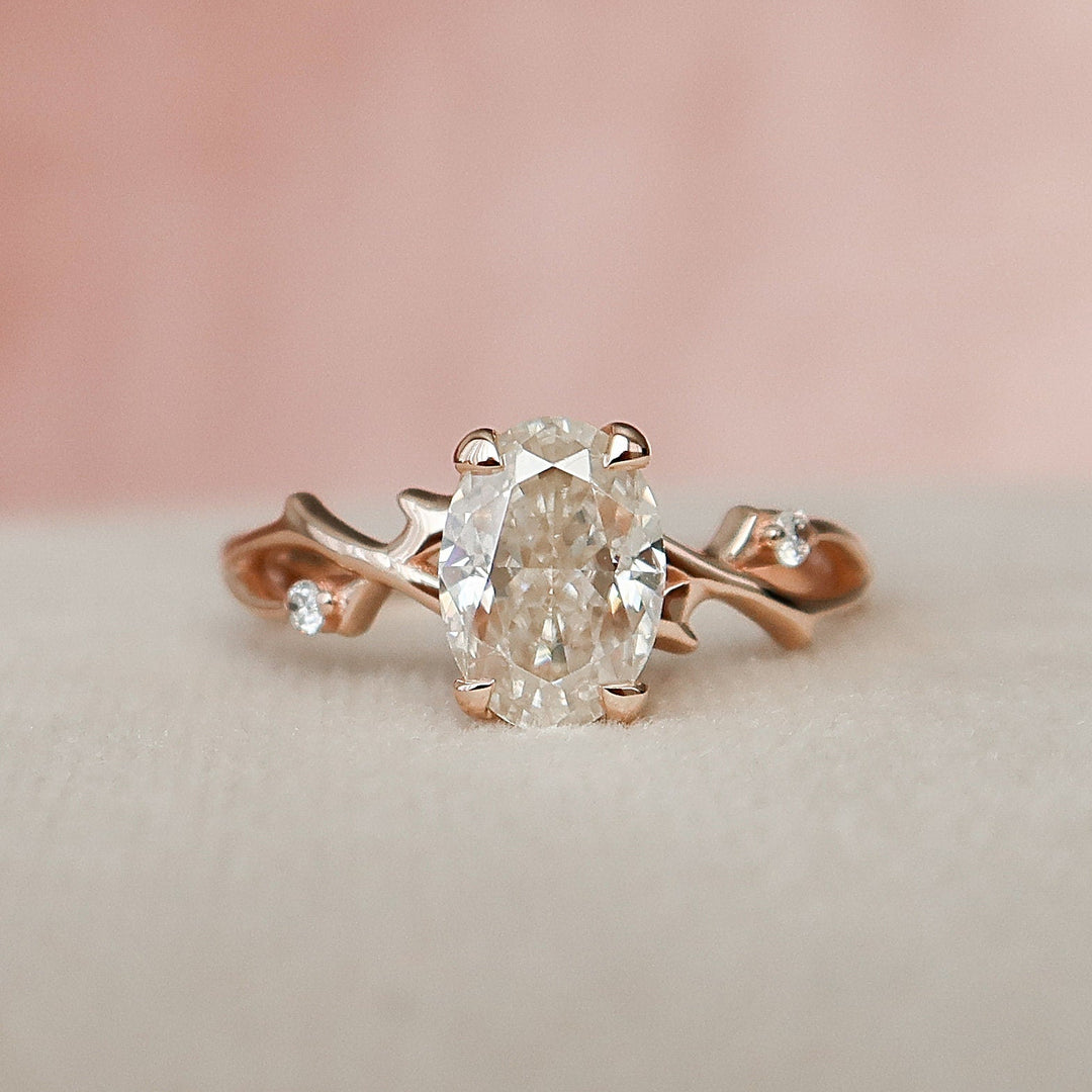 1 CT Oval Cut Twig  Moissanite  Nature Inspired Wedding Ring
