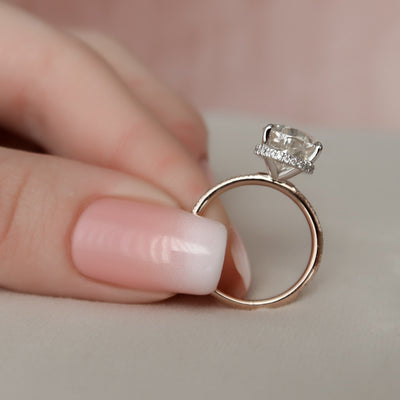 3.50CT Pear Cut Hidden Halo Moissanite Engagement Ring