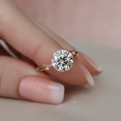 2.50CT Twig Round Moissanite Nature Inspired Branch Engagement Ring