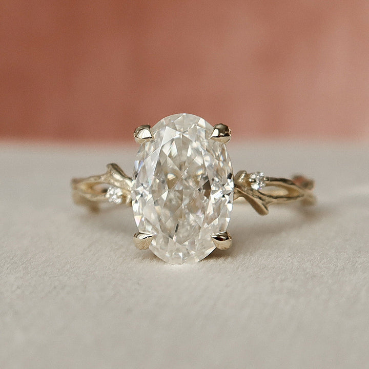 3.5 CT Oval Cut Nature Inspired Branch Moissanite Wedding Ring