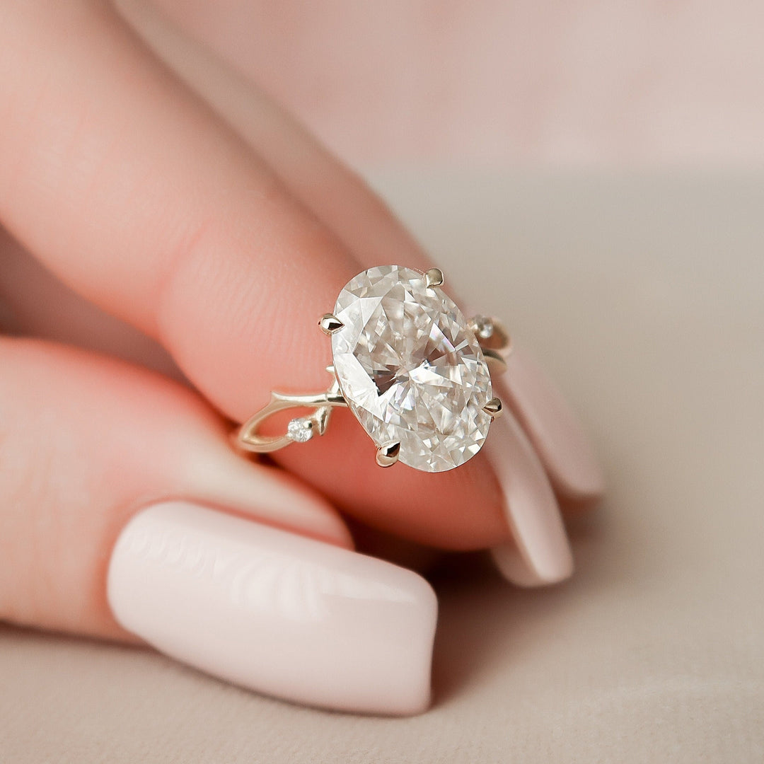 3.5 CT Oval Cut Nature Inspired Branch Moissanite Wedding Ring