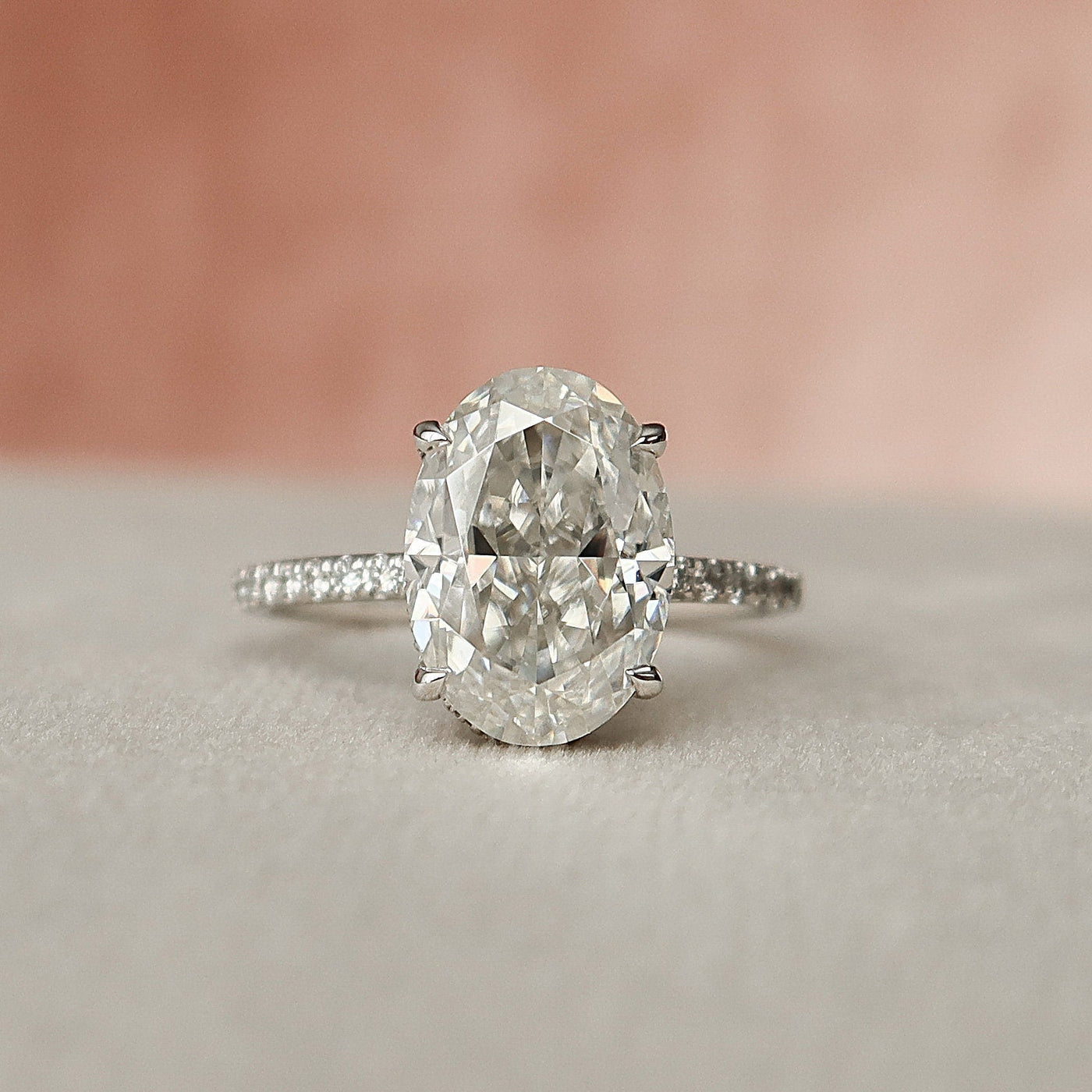 3.0CT Oval Cut Hidden Halo Unique Moissanite Engagement Ring