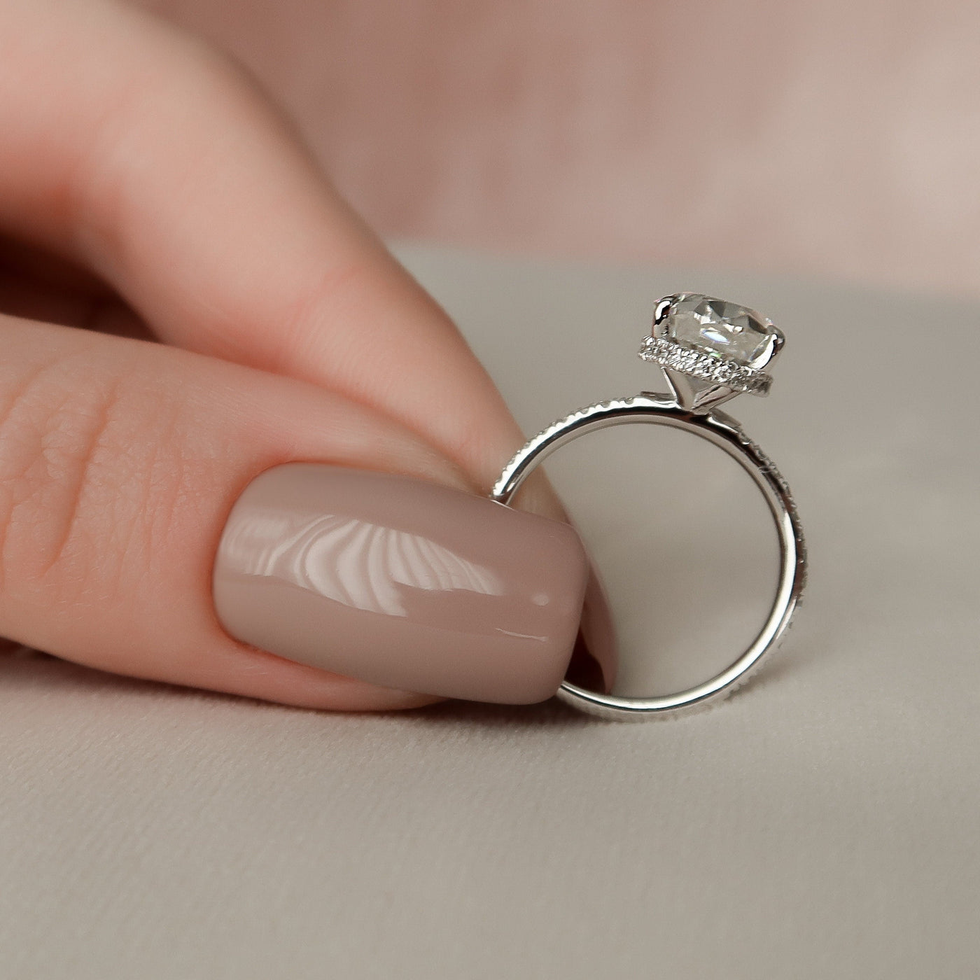 3.0CT Oval Cut Hidden Halo Unique Moissanite Engagement Ring