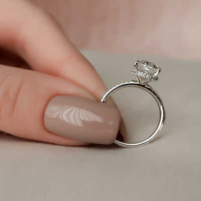 3.0CT Oval Cut Hidden Halo Unique Moissanite Engagement Ring