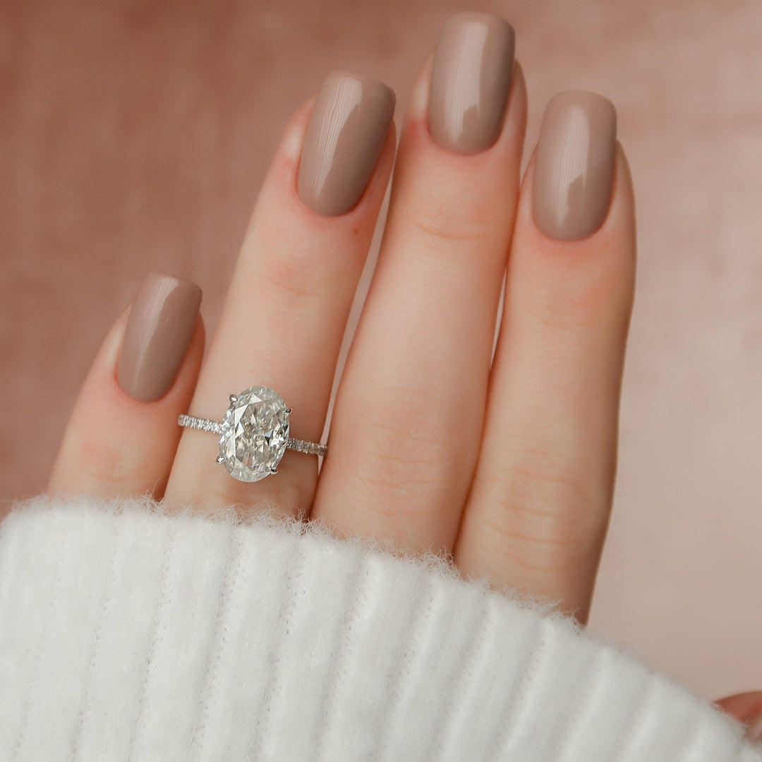 3.0CT Oval Cut Hidden Halo Unique Moissanite Engagement Ring