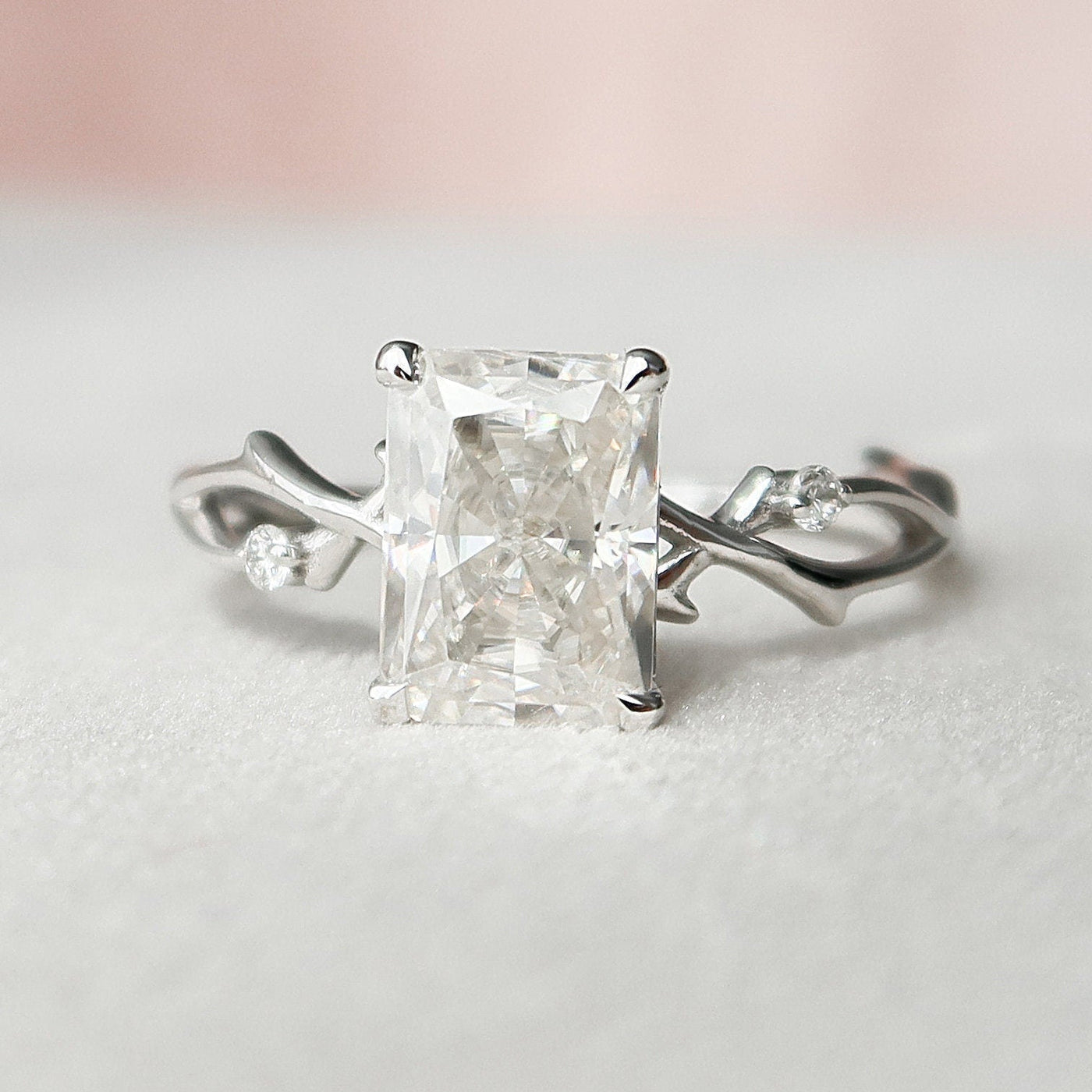 2.0CT Radiant Cut Twig Moissanite Diamond Engagement Ring