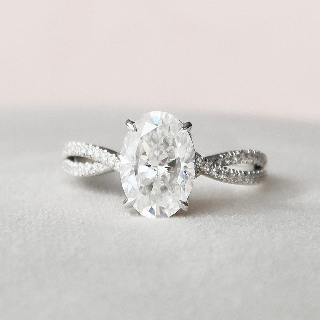 3 CT Oval cut Split Band Moissanite Engagement Ring