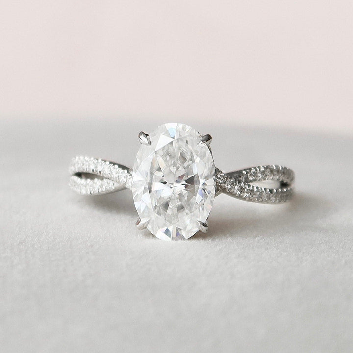 3.0CT Oval Cut Split Shank Moissanite Engagement Ring