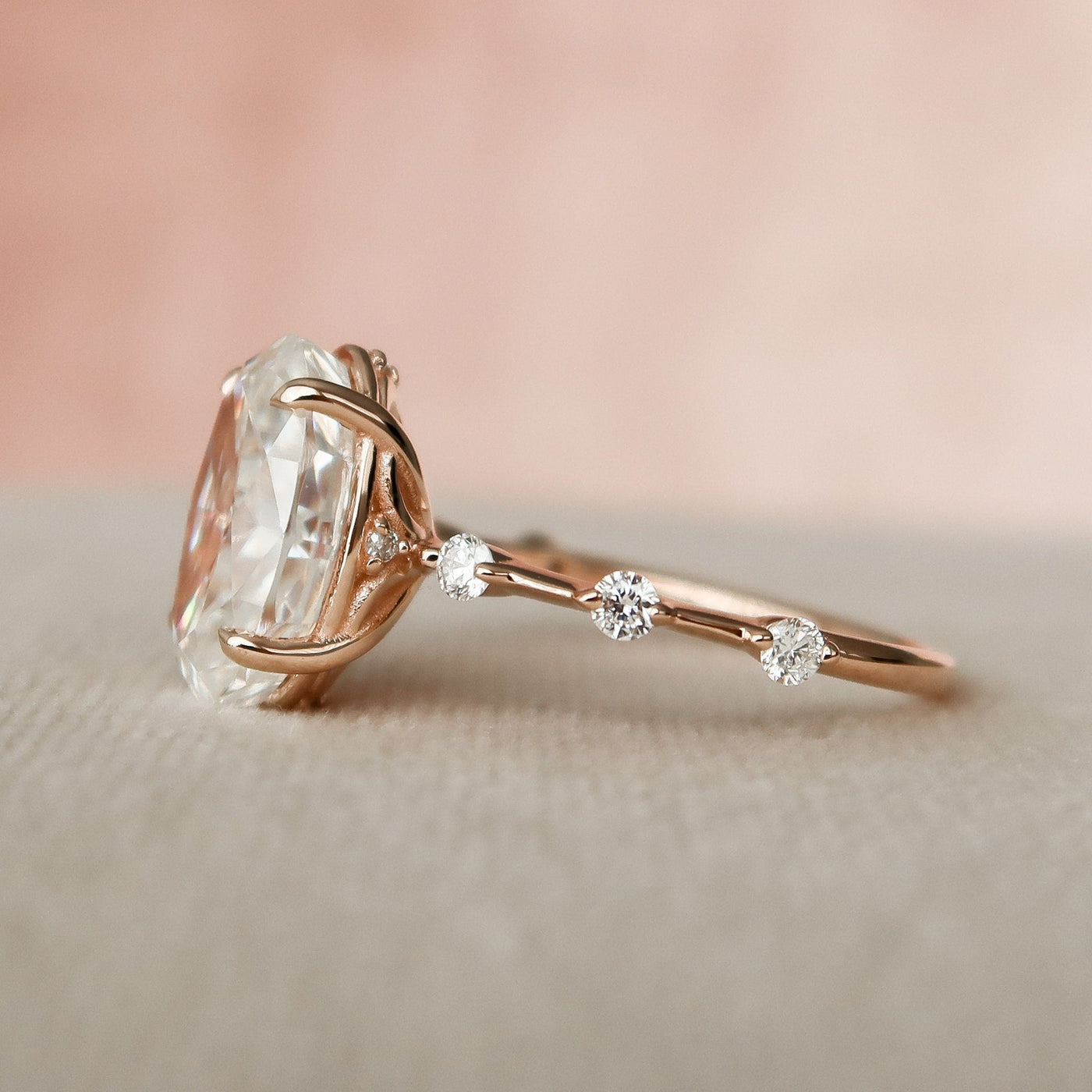 3.0CT Oval Cut Vintage Inspired Moissanite Engagement Ring