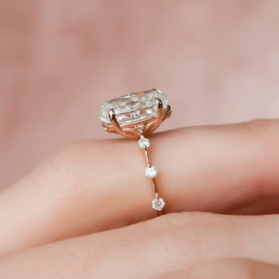 3.0CT Oval Cut Vintage Inspired Moissanite Engagement Ring