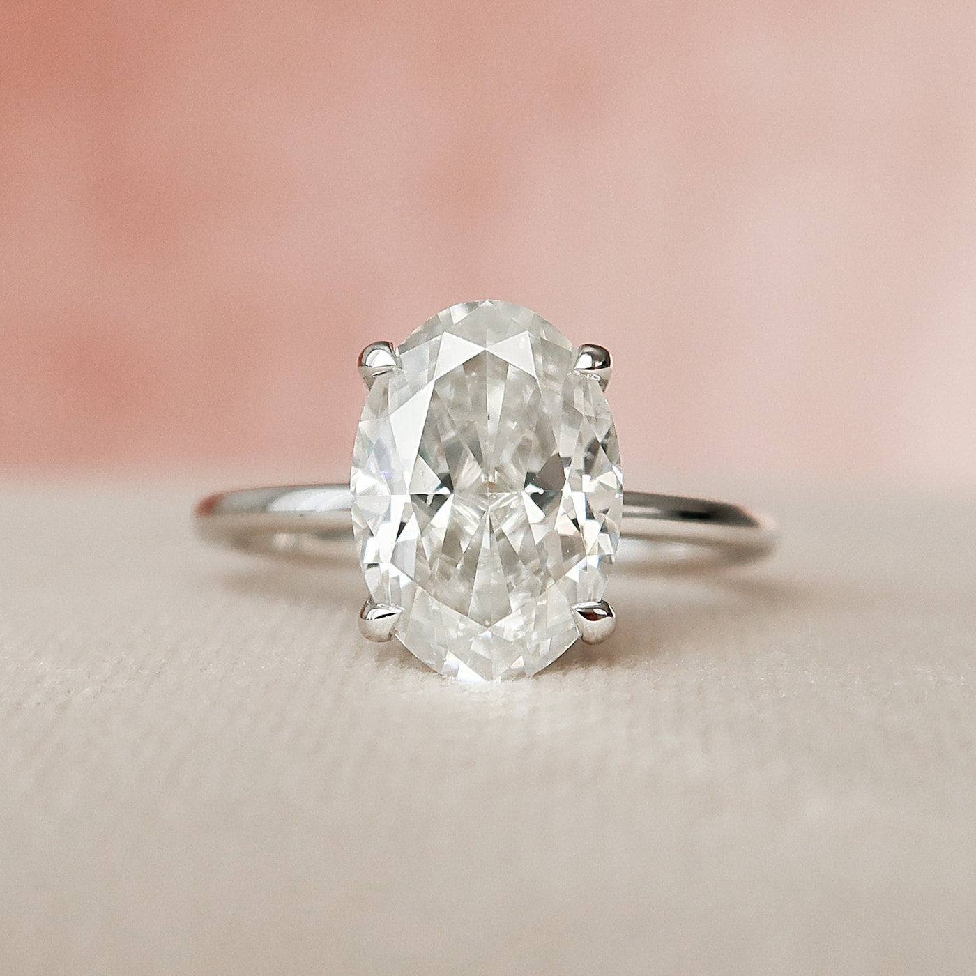 3.0CT Oval Cut Hidden Halo Moissanite Engagement Ring