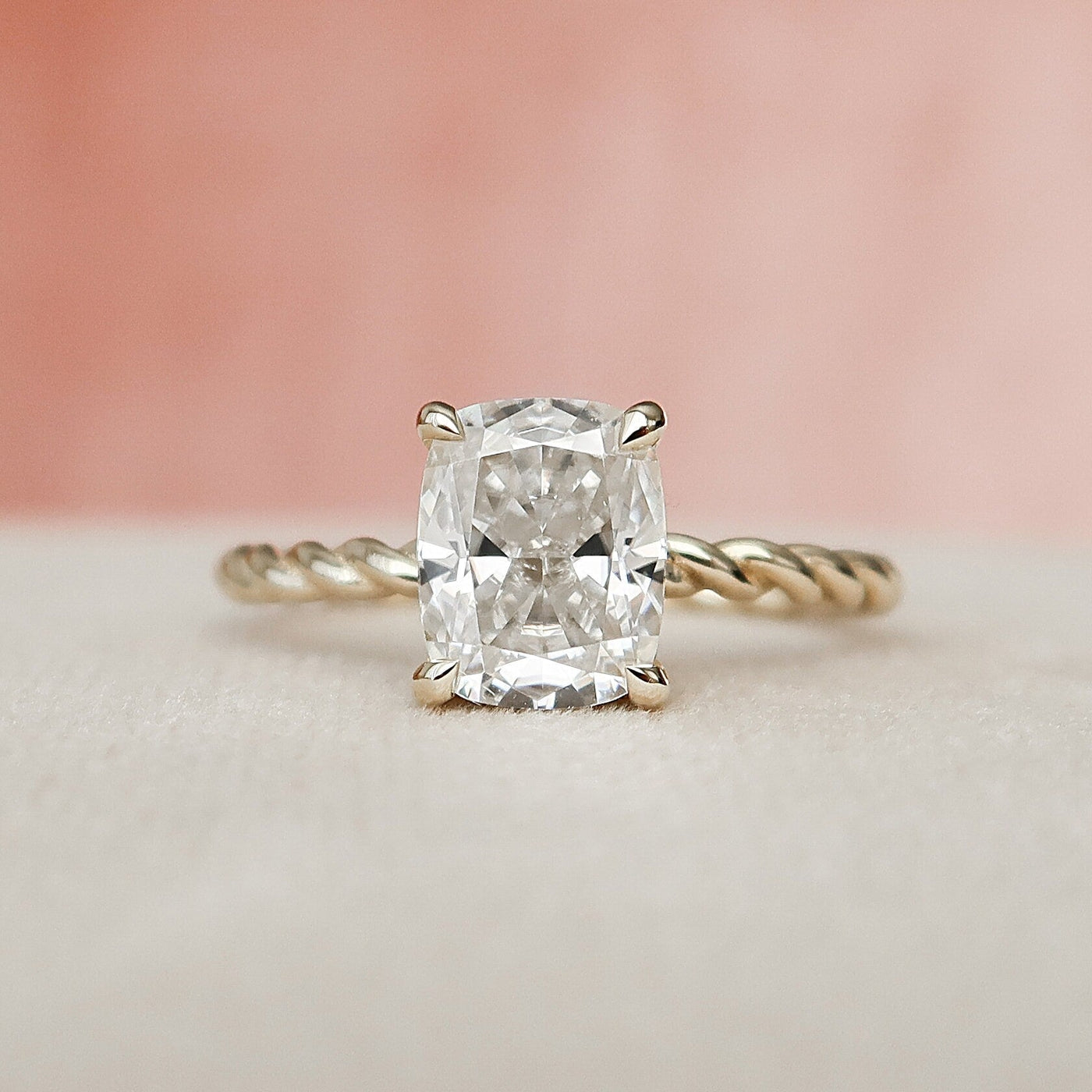 2.0CT Elongated Cushion Cut Moissanite Engagement Ring