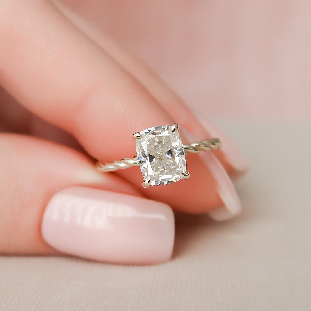 2.0CT Elongated Cushion Cut Moissanite Engagement Ring