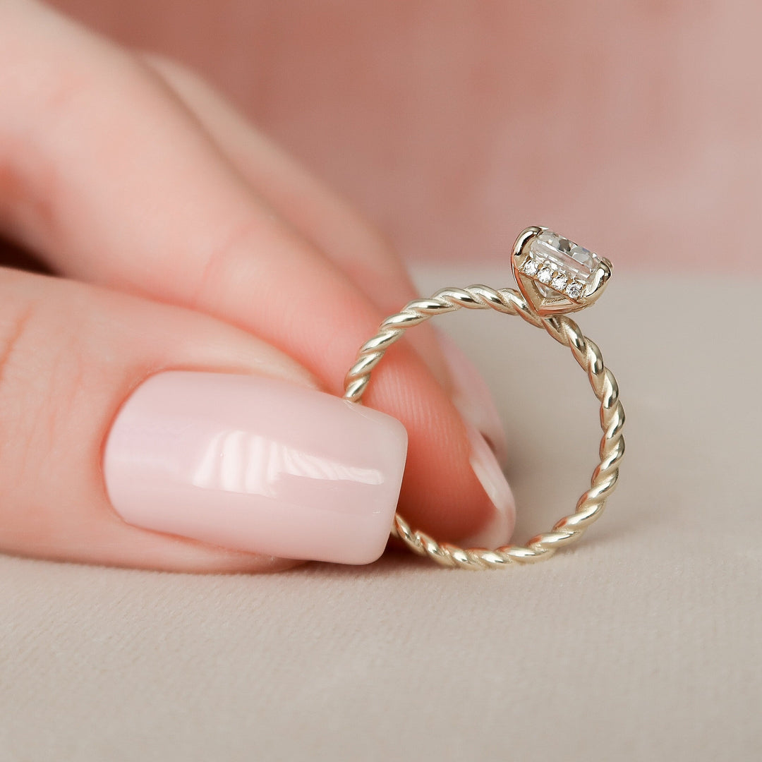 2.0CT Elongated Cushion Cut Moissanite Engagement Ring