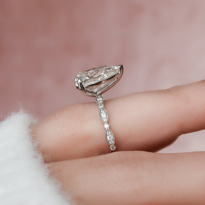 3 CT Pear Cut Art Deco Moissanite Engagement Ring
