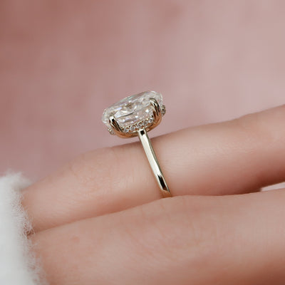 3.0CT Oval Cut Hidden Halo Moissanite Engagement Ring