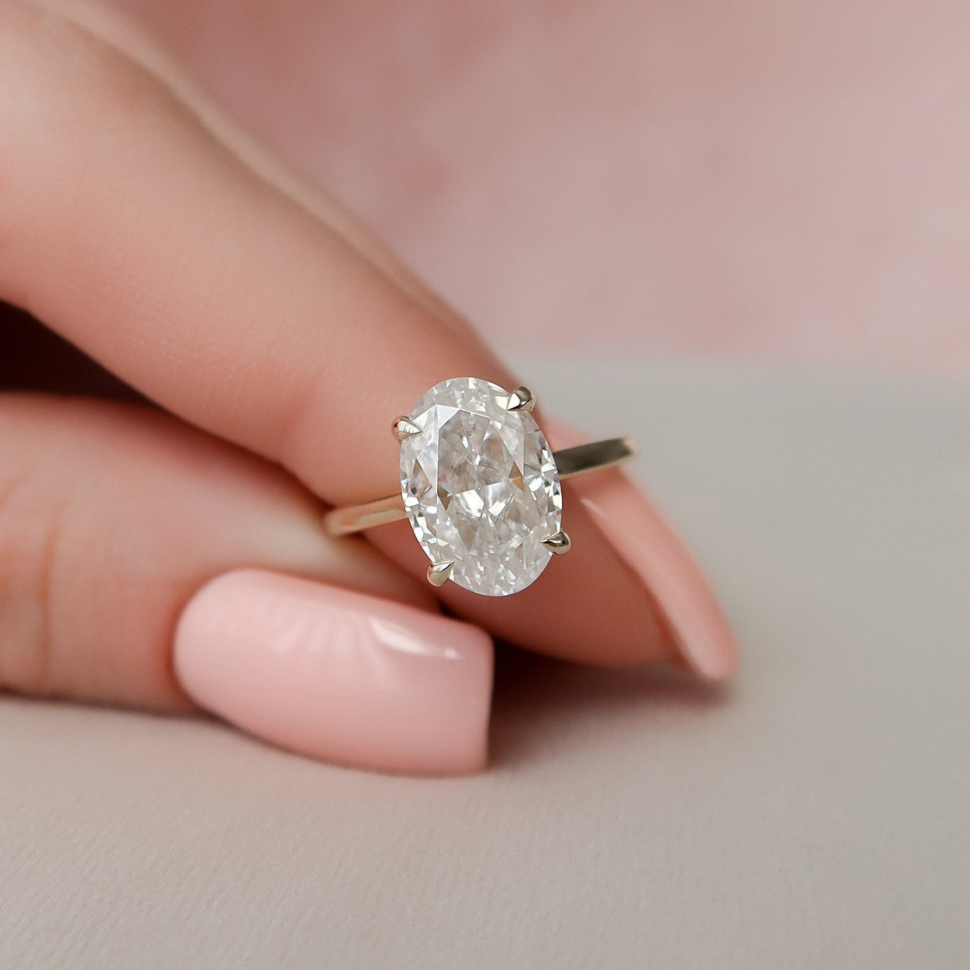 3.0CT Oval Cut Hidden Halo Moissanite Engagement Ring