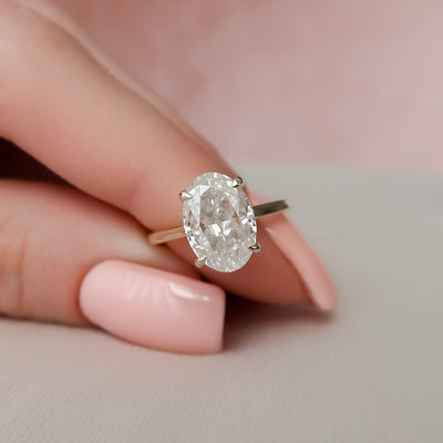 3.0CT Oval Cut Hidden Halo Moissanite Engagement Ring