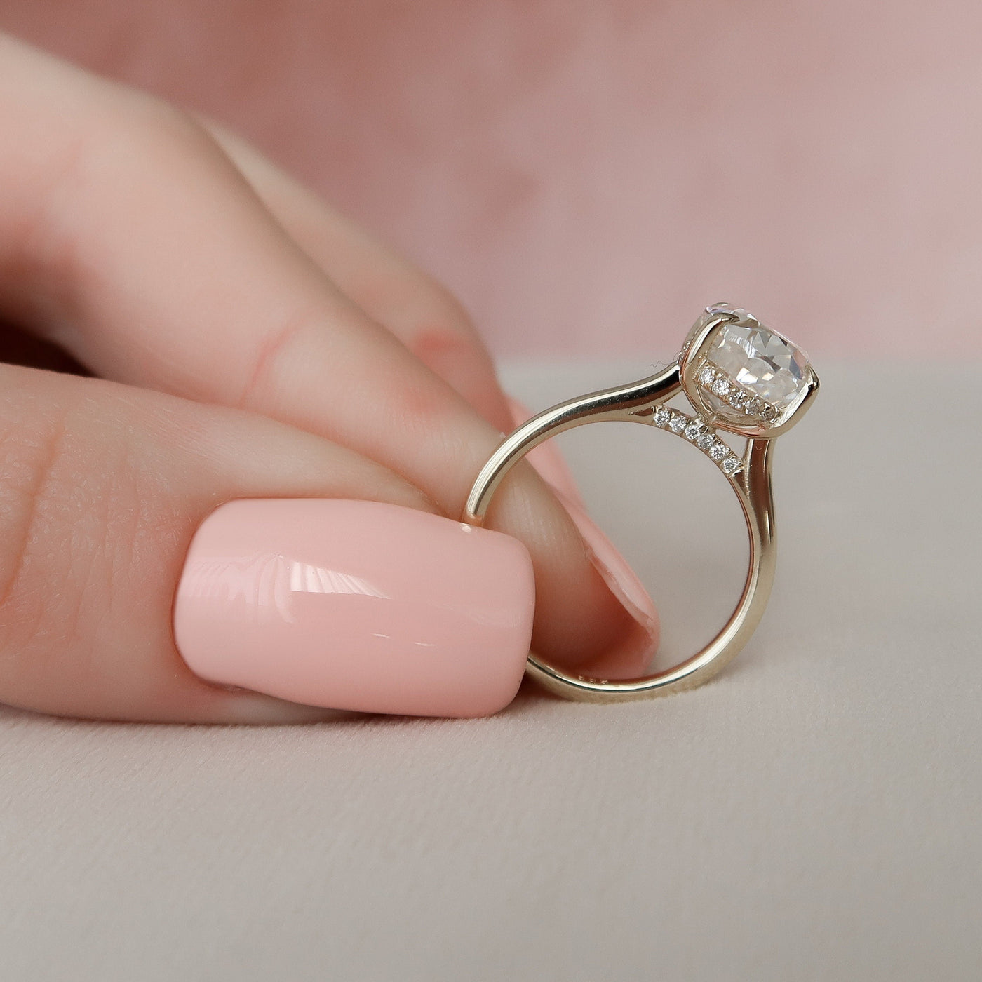 3.0CT Oval Cut Hidden Halo Moissanite Engagement Ring