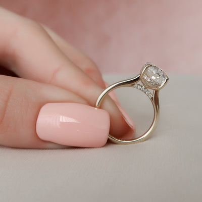 3.0CT Oval Cut Hidden Halo Moissanite Engagement Ring