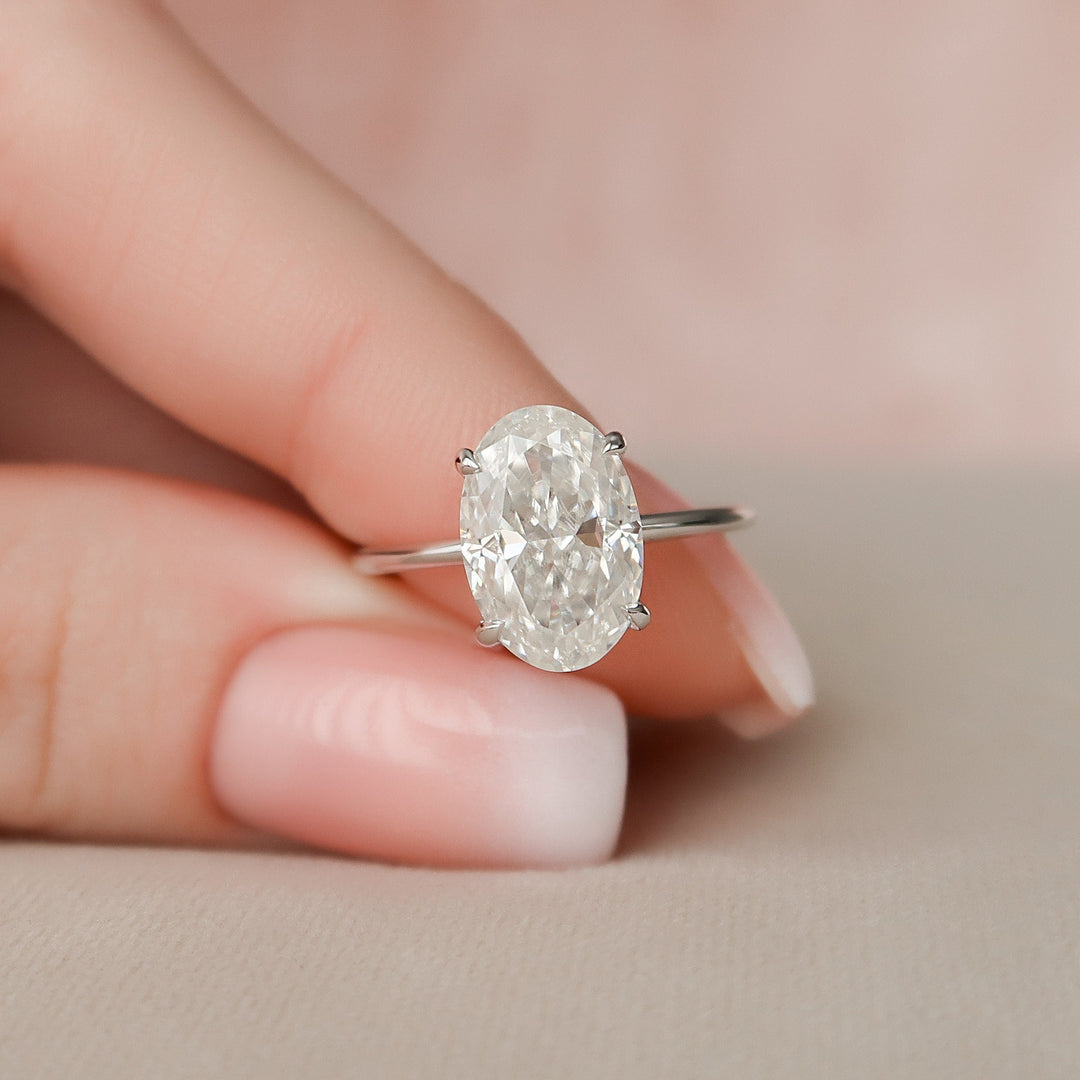 3.5 CT Oval Cut Moissanite Hidden Halo Engagement Ring