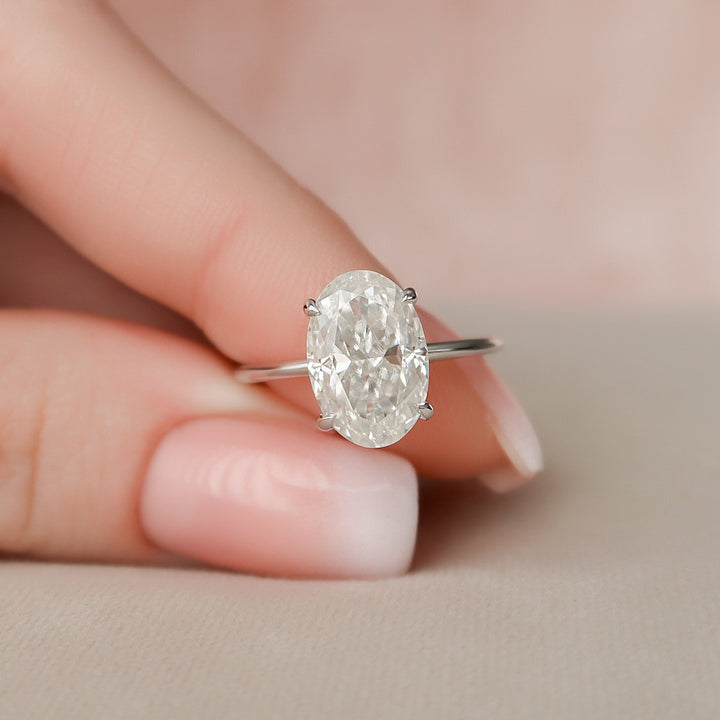 3.5 CT Oval Cut Moissanite Hidden Halo Engagement Ring