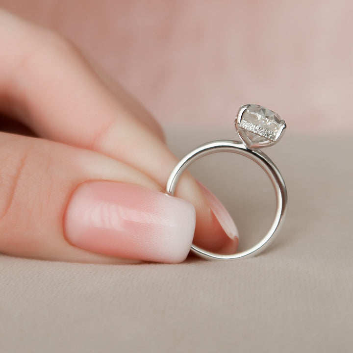 3.5 CT Oval Cut Moissanite Hidden Halo Engagement Ring
