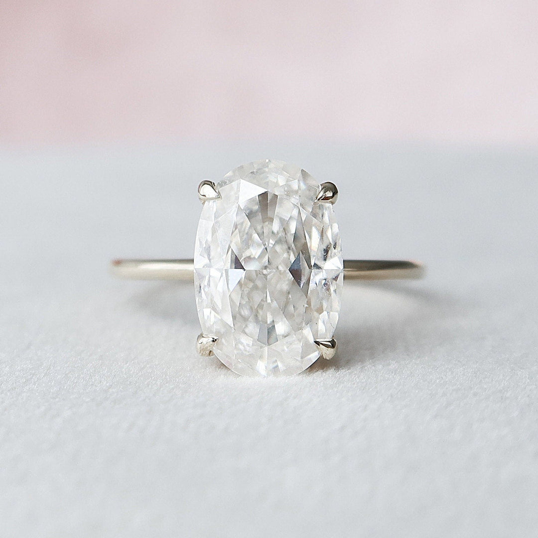 3.5 CT Oval Cut Moissanite Hidden Halo Engagement Ring