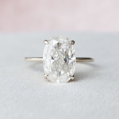 3.50CT Oval Cut Solitaire Moissanite Hidden Halo Engagement Ring
