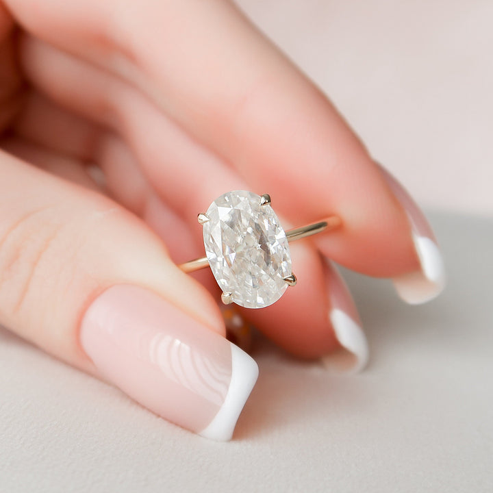 3.5 CT Oval Cut Moissanite Hidden Halo Engagement Ring