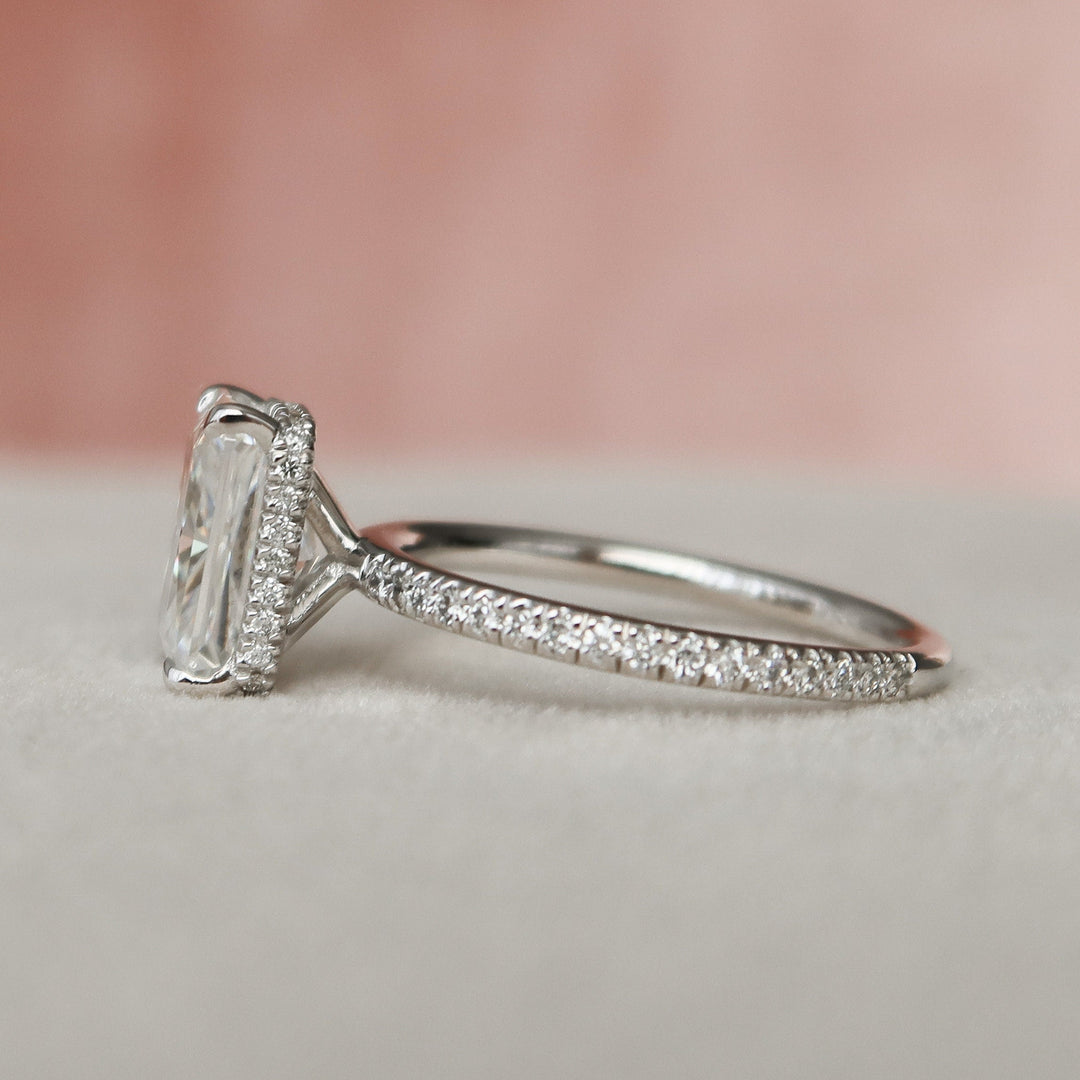 3 CT Radiant Cut Hidden Halo Moissanite Engagement Ring