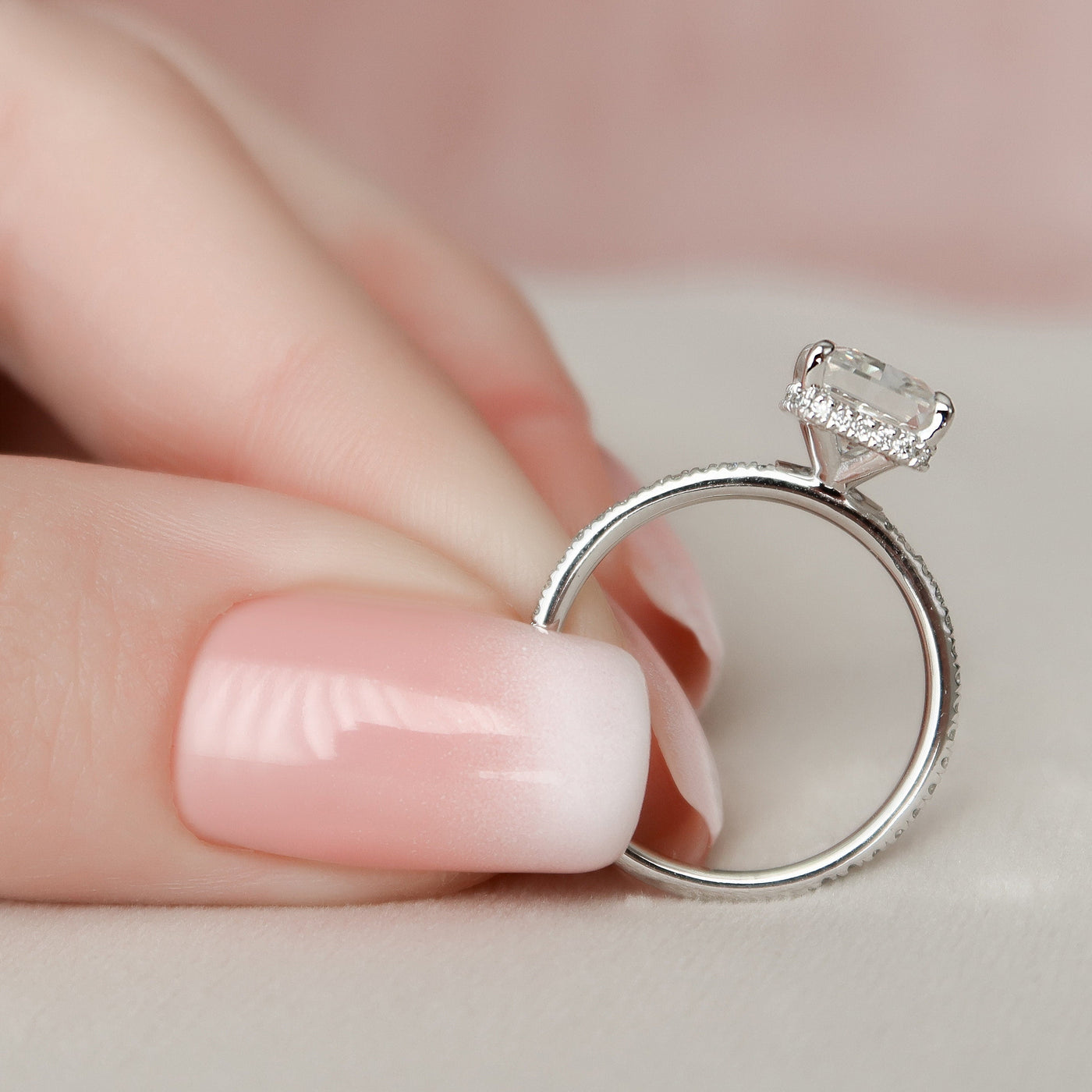 3 CT Radiant Cut Hidden Halo Moissanite Engagement Ring