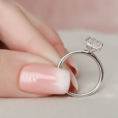 3.0CT Radiant Cut Hidden Halo Moissanite Engagement Ring