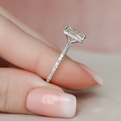 3.0CT Radiant Cut Hidden Halo Moissanite Engagement Ring