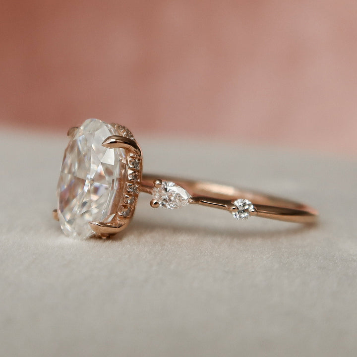 2 CT Oval Cut with Three Stones Moissanite Engagement Ring
