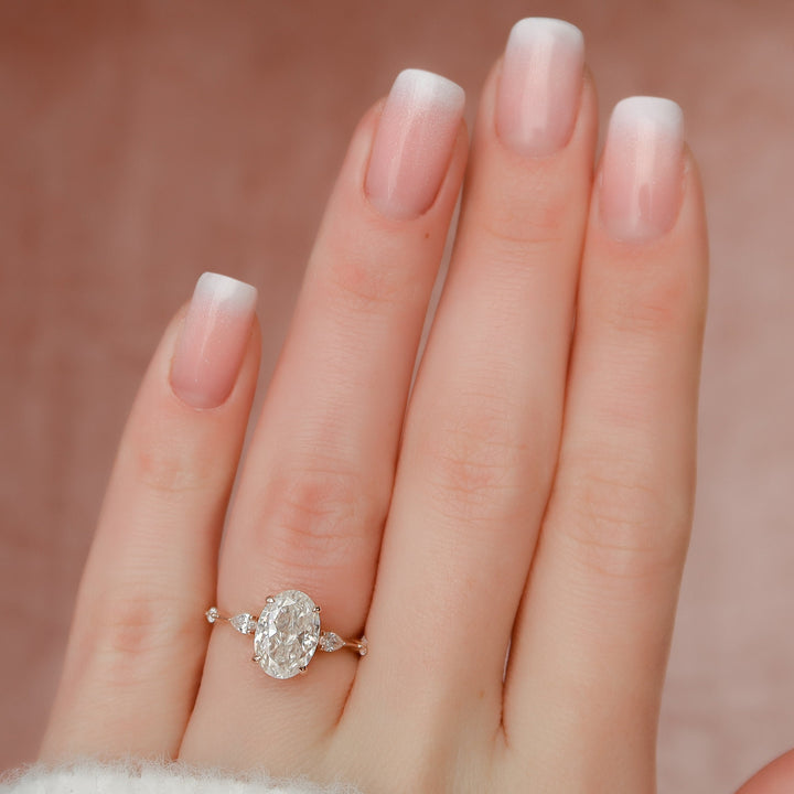 2 CT Oval Cut with Three Stones Moissanite Engagement Ring
