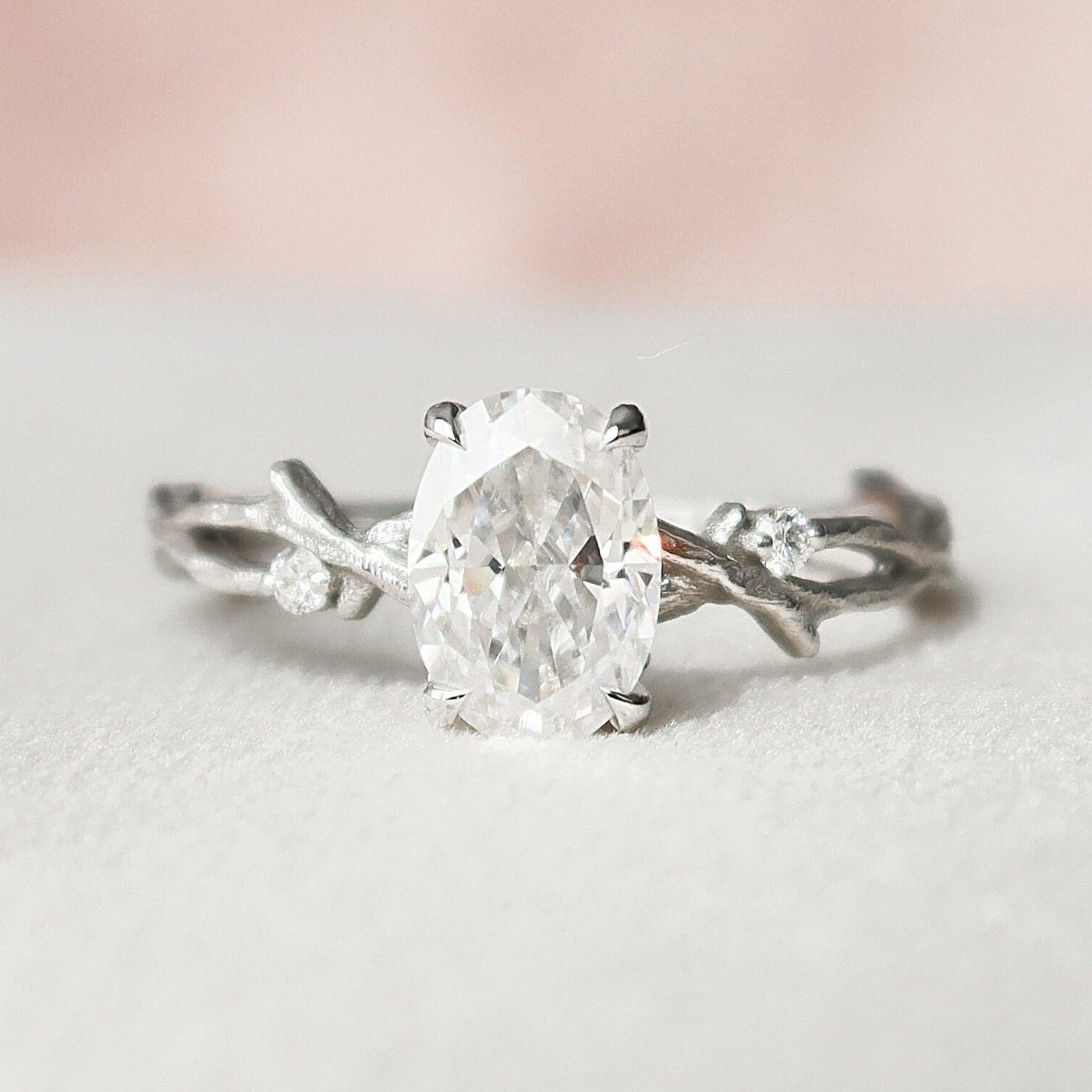 1 CT Oval Cut Twig  Moissanite  Nature Inspired Wedding Ring